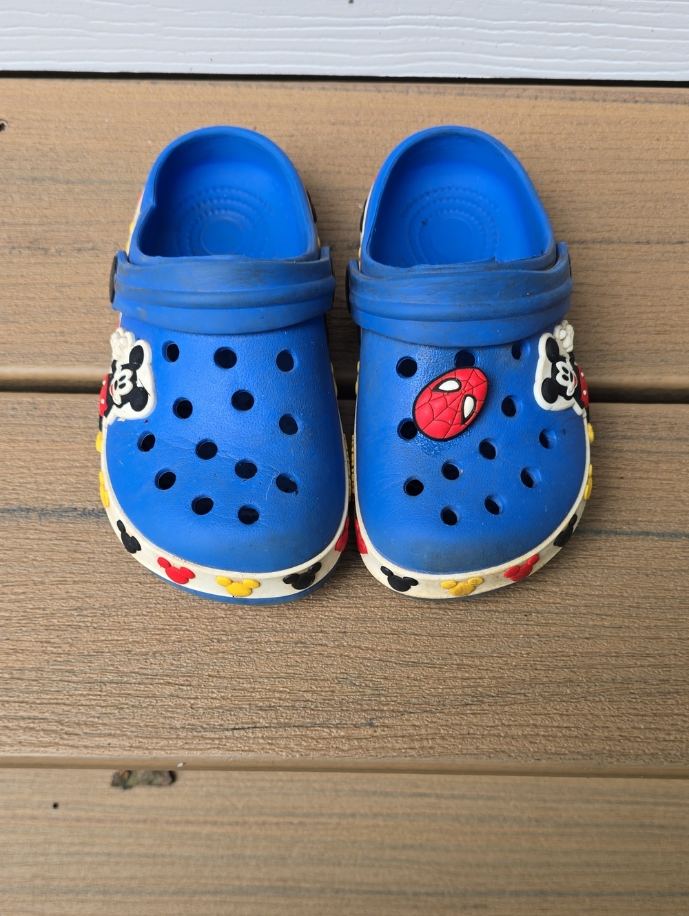 Blue Kids Clog Shoes with Mickey Character Accents